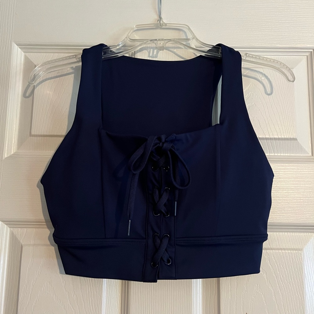 Buffbunny Dark Blue Lace Up Sports Bra